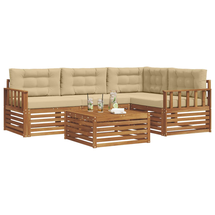 Udendørs sofagruppe med pude 5 pcs Naturlig og Beige