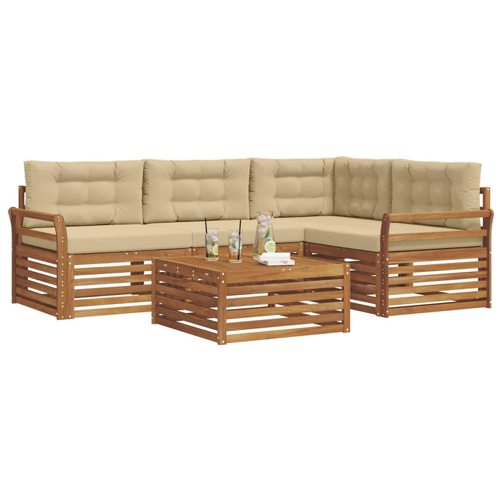 Udendørs sofagruppe med pude 5 pcs Naturlig og Beige