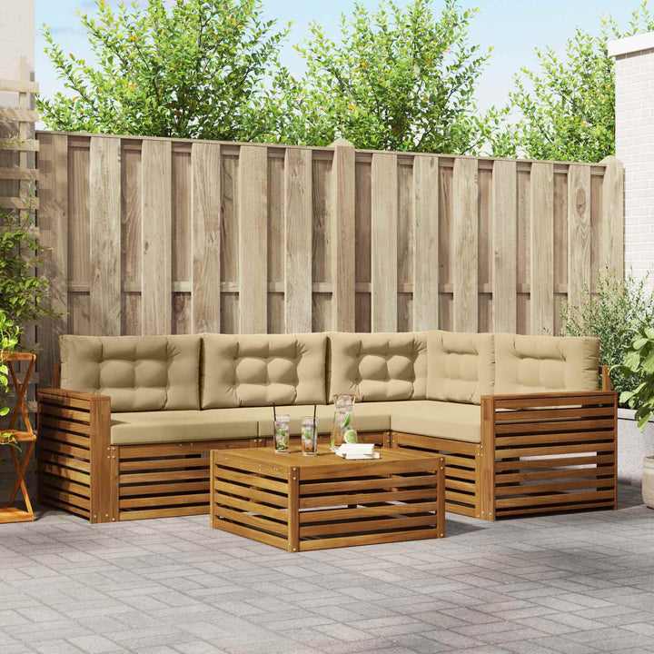 Udendørs sofagruppe med pude 5 pcs Naturlig og Beige
