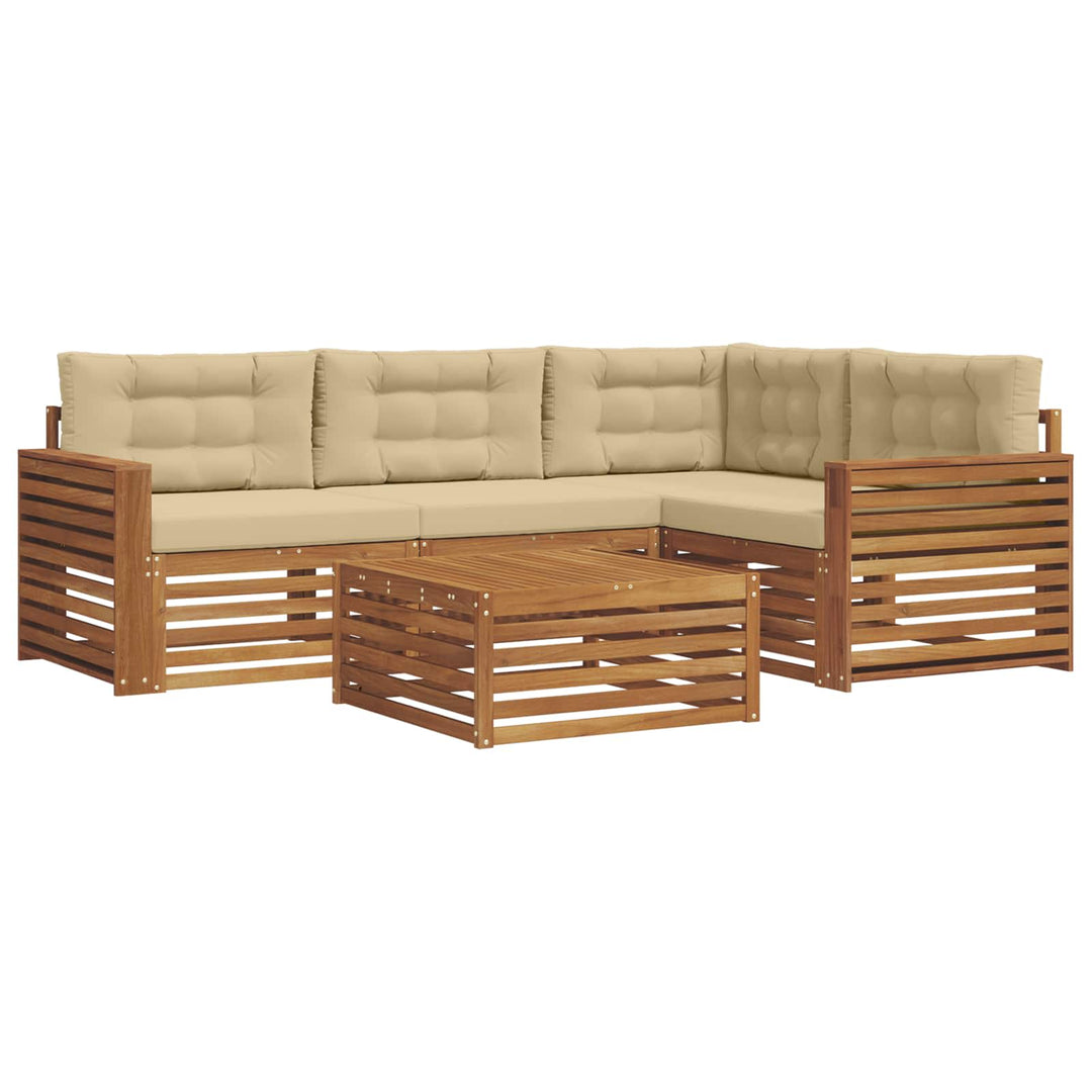 Udendørs sofagruppe med pude 5 pcs Naturlig og Beige