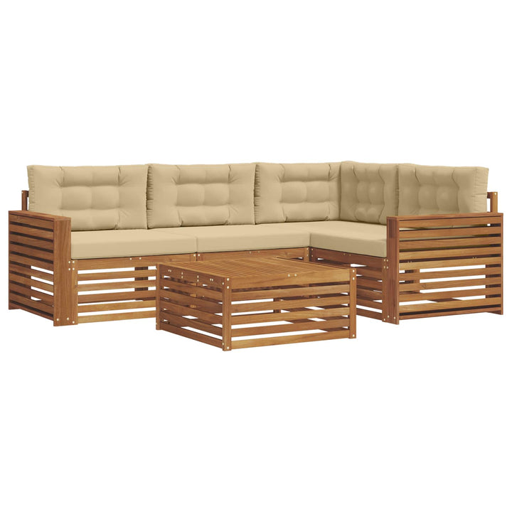 Udendørs sofagruppe med pude 5 pcs Naturlig og Beige