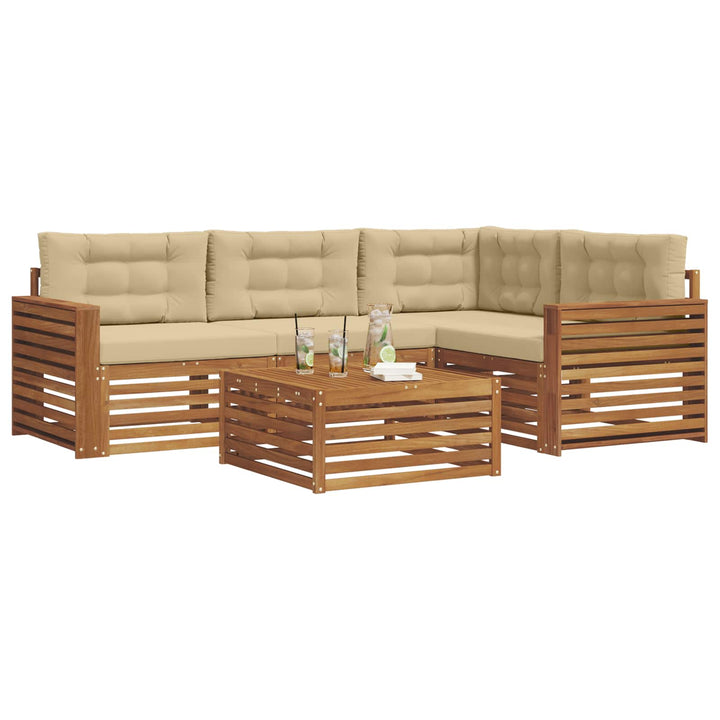 Udendørs sofagruppe med pude 5 pcs Naturlig og Beige
