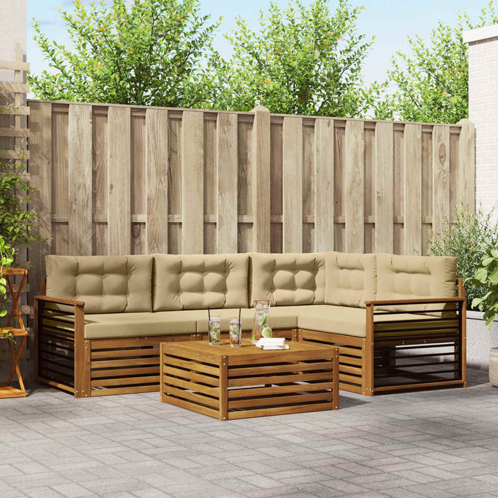 Udendørs sofagruppe med pude 5 pcs Naturlig og Beige