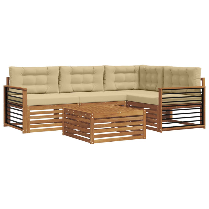 Udendørs sofagruppe med pude 5 pcs Naturlig og Beige