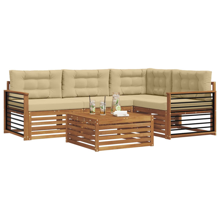 Udendørs sofagruppe med pude 5 pcs Naturlig og Beige