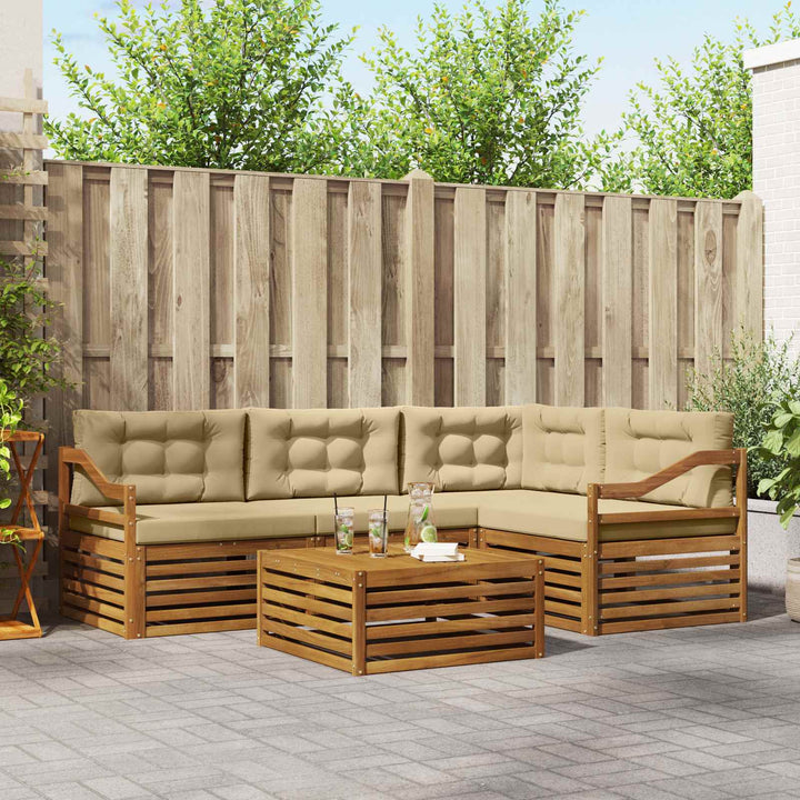 Udendørs sofagruppe med pude 5 pcs Naturlig og Beige