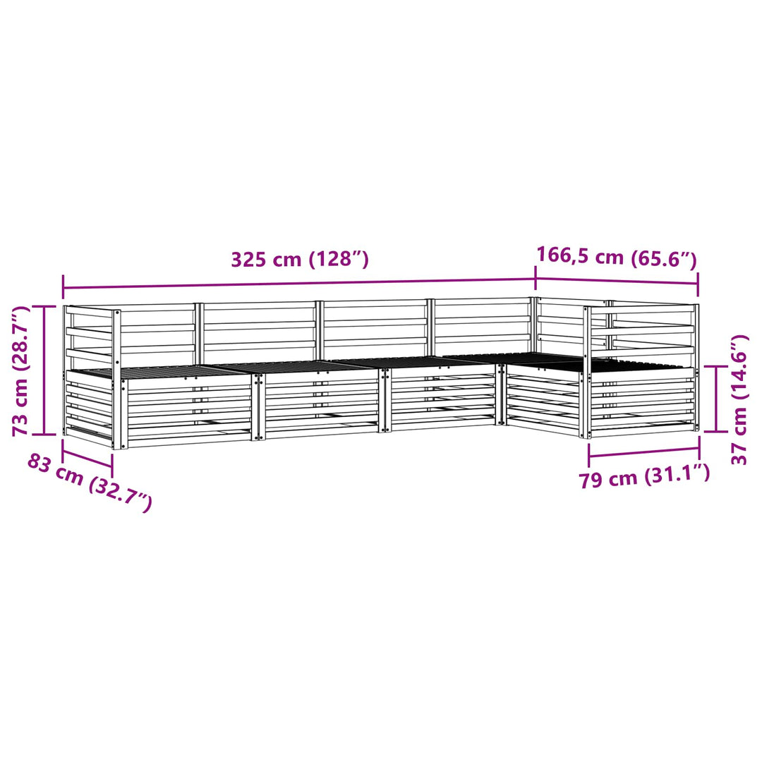 Udendørs sofagruppe 5 pcs Naturfarvet