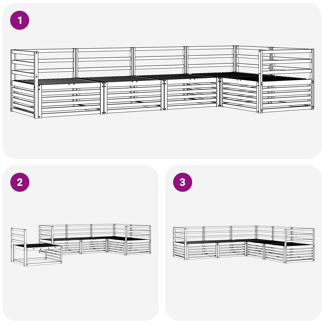Udendørs sofagruppe 5 pcs Naturfarvet