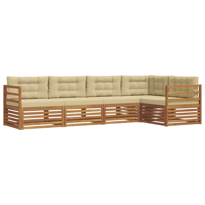 Udendørs sofagruppe med pude 5 pcs Naturlig og Beige