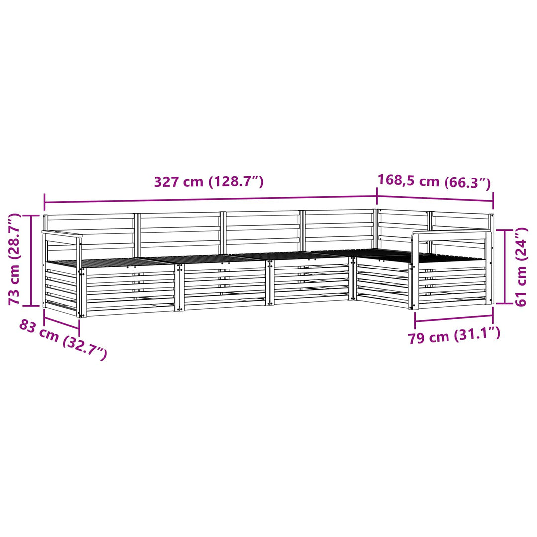 Udendørs sofagruppe 5 pcs Naturfarvet