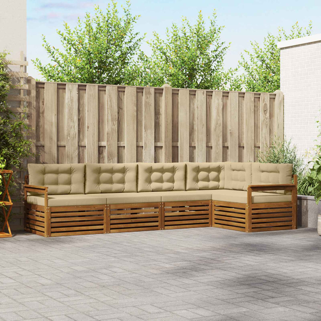 Udendørs sofagruppe med pude 5 pcs Naturlig og Beige