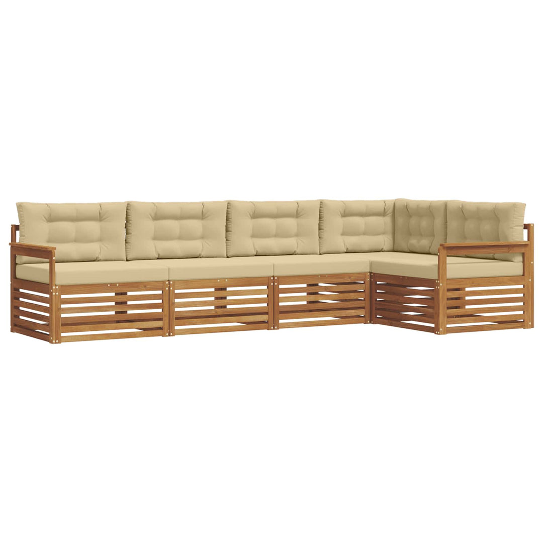 Udendørs sofagruppe med pude 5 pcs Naturlig og Beige