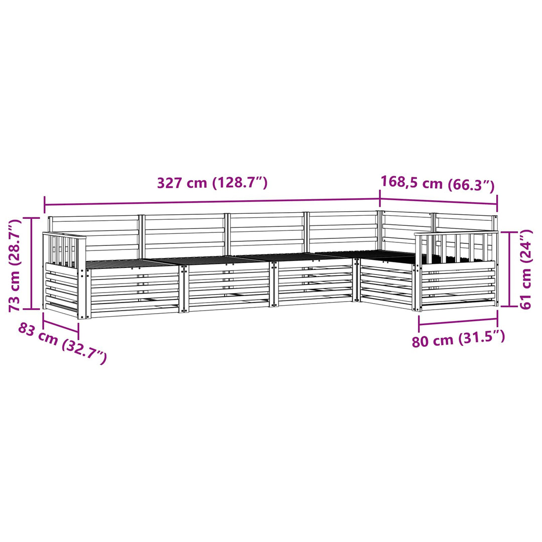 Udendørs sofagruppe 5 pcs Naturfarvet