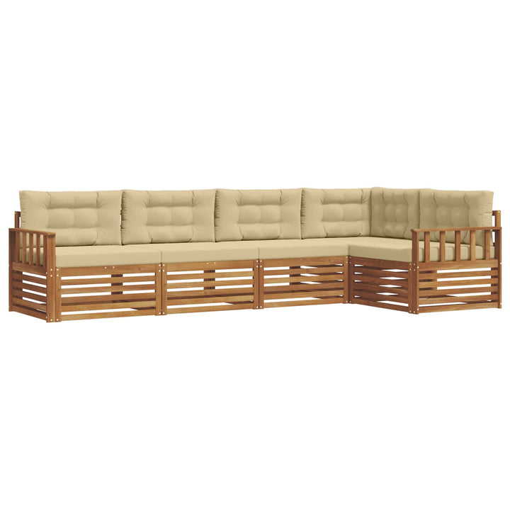 Udendørs sofagruppe med pude 5 pcs Naturlig og Beige