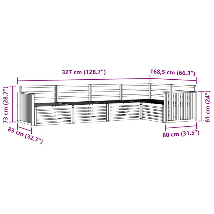 Udendørs sofagruppe 5 pcs Naturfarvet