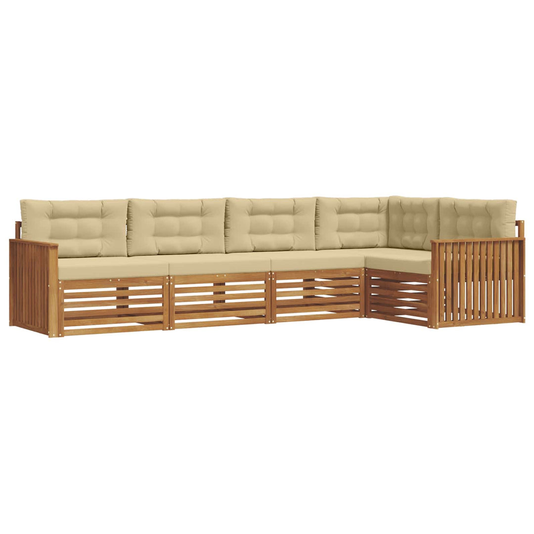 Udendørs sofagruppe med pude 5 pcs Naturlig og Beige