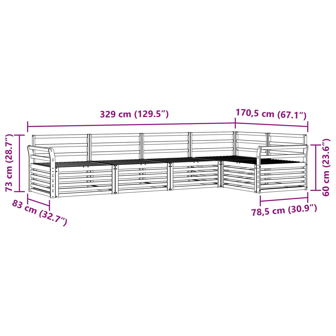Udendørs sofagruppe 5 pcs Naturfarvet