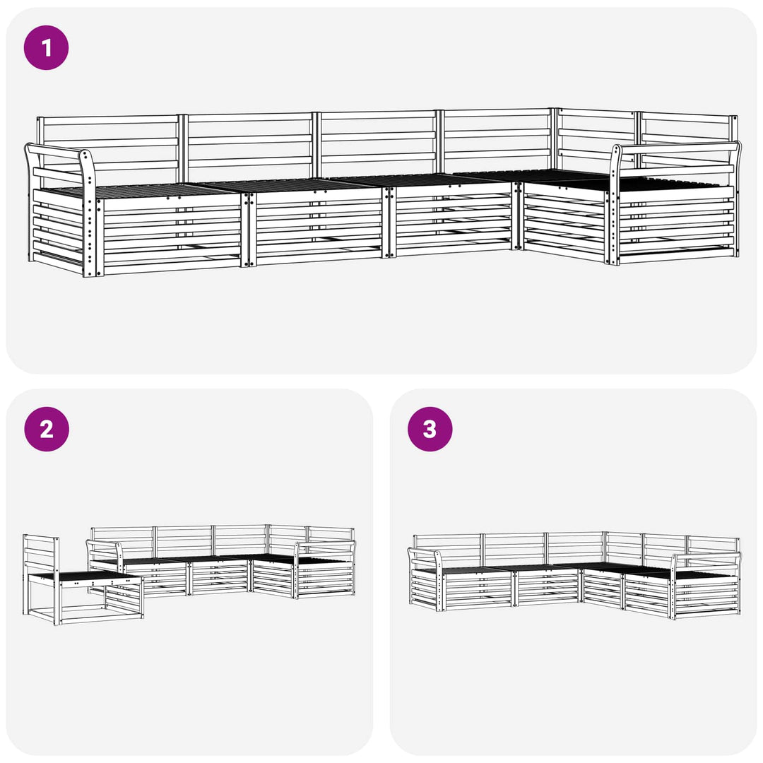 Udendørs sofagruppe 5 pcs Naturfarvet