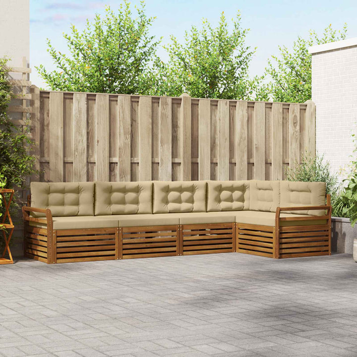 Udendørs sofagruppe med pude 5 pcs Naturlig og Beige