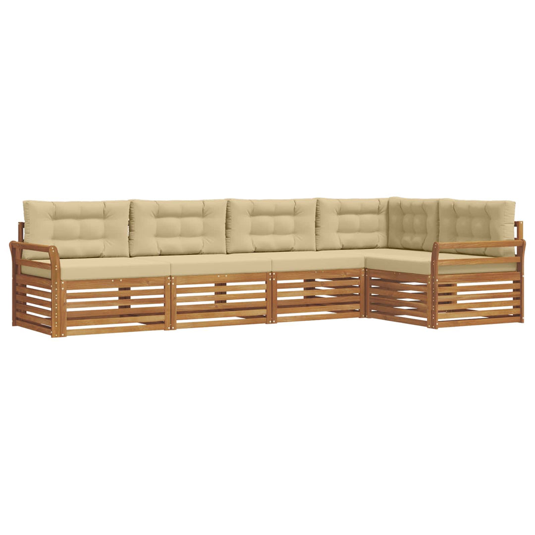 Udendørs sofagruppe med pude 5 pcs Naturlig og Beige