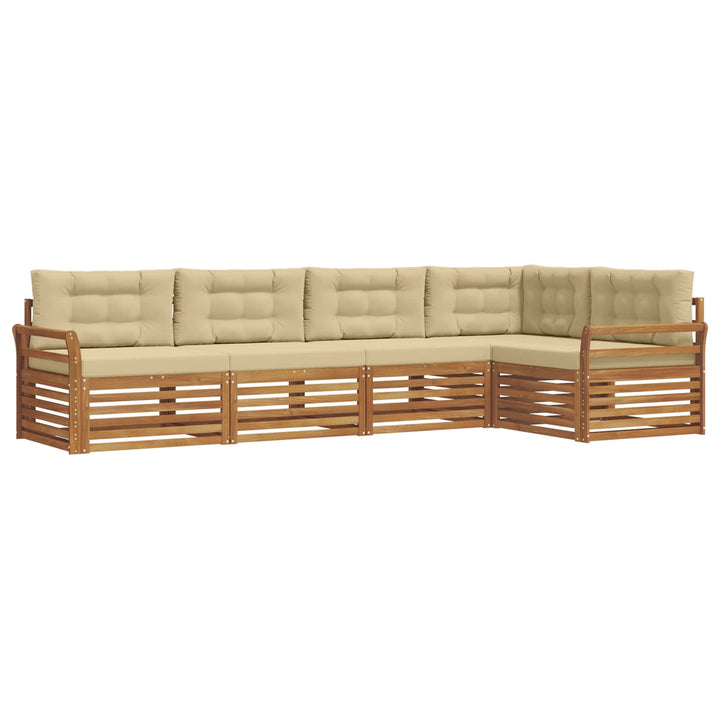 Udendørs sofagruppe med pude 5 pcs Naturlig og Beige
