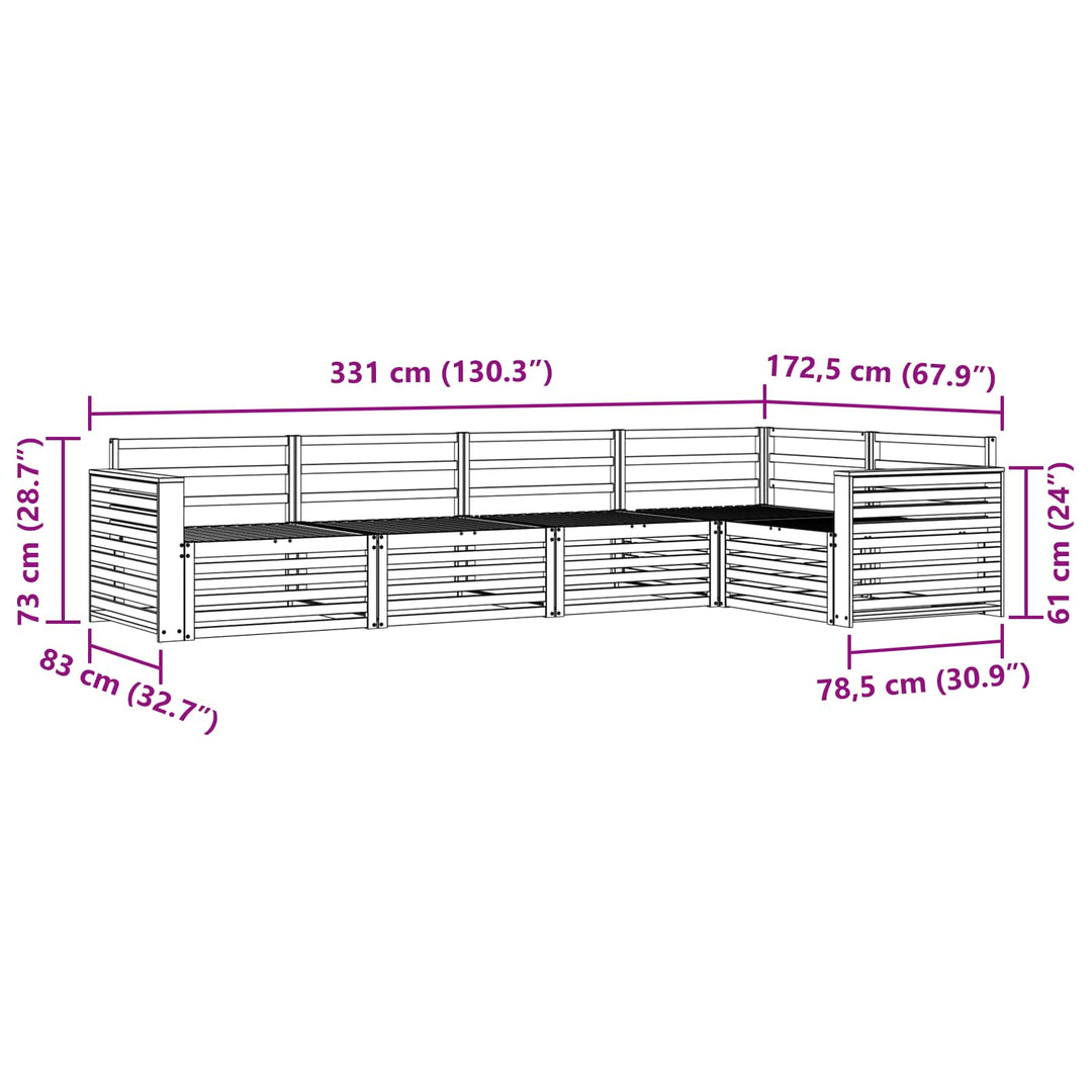 Udendørs sofagruppe 5 pcs Naturfarvet