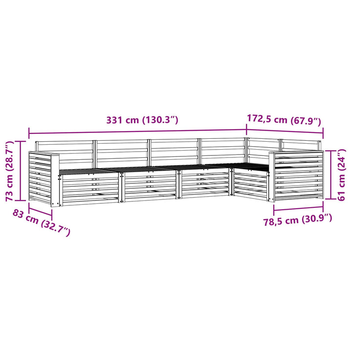 Udendørs sofagruppe 5 pcs Naturfarvet