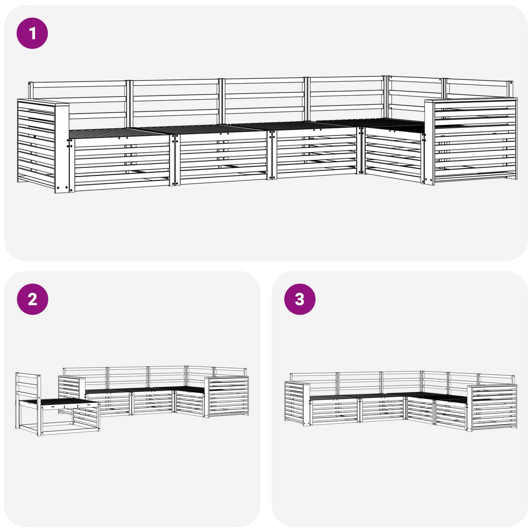 Udendørs sofagruppe 5 pcs Naturfarvet