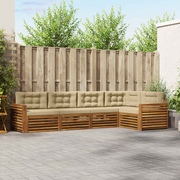 Udendørs sofagruppe med pude 5 pcs Naturlig og Beige