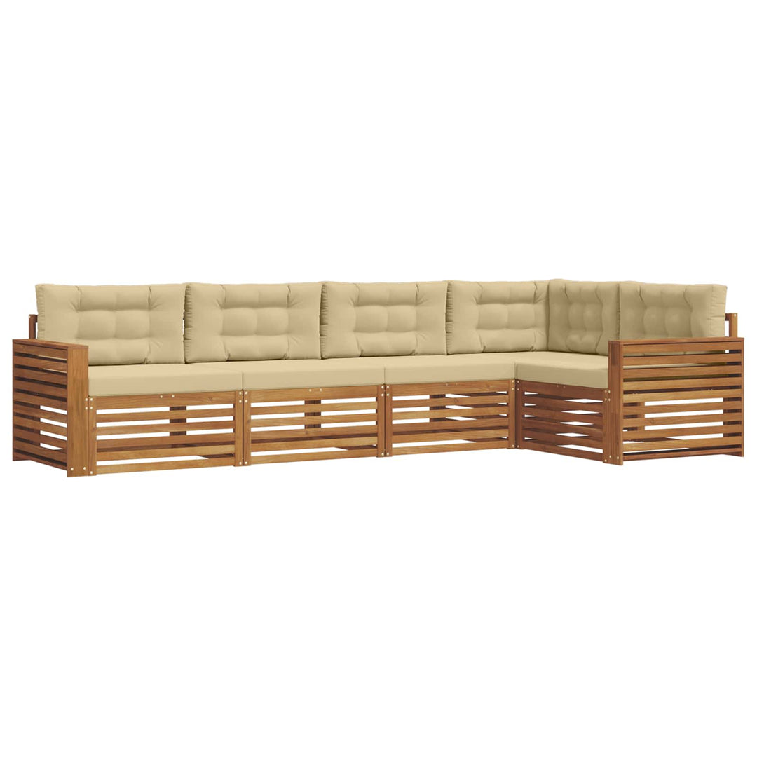 Udendørs sofagruppe med pude 5 pcs Naturlig og Beige