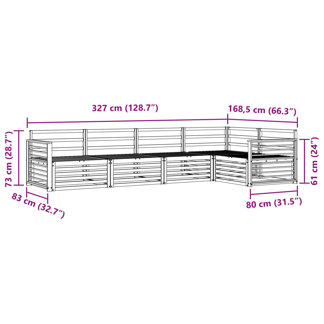 Udendørs sofagruppe 5 pcs Naturfarvet