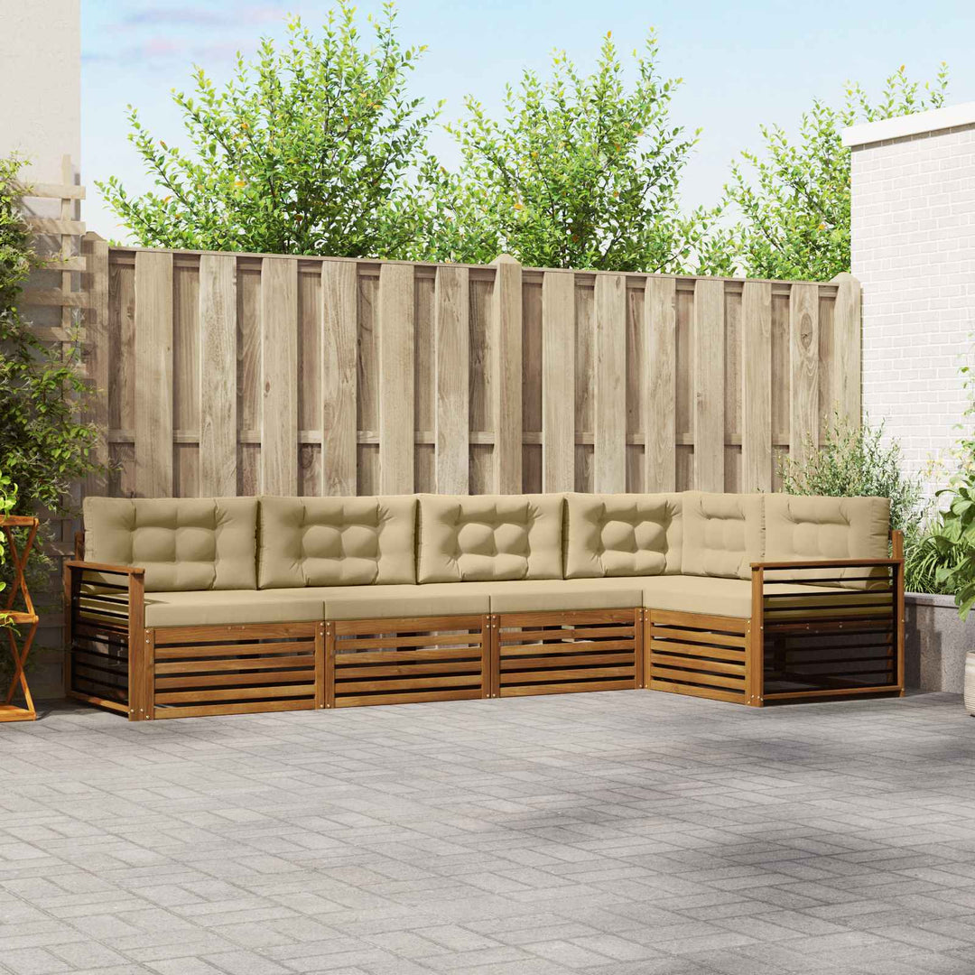 Udendørs sofagruppe med pude 5 pcs Naturlig og Beige