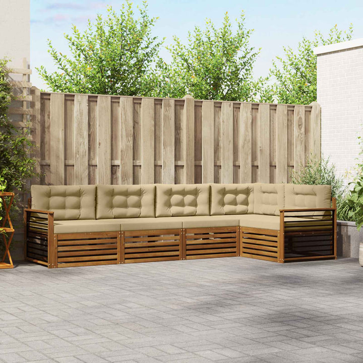 Udendørs sofagruppe med pude 5 pcs Naturlig og Beige