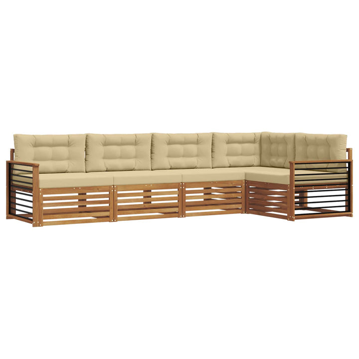 Udendørs sofagruppe med pude 5 pcs Naturlig og Beige