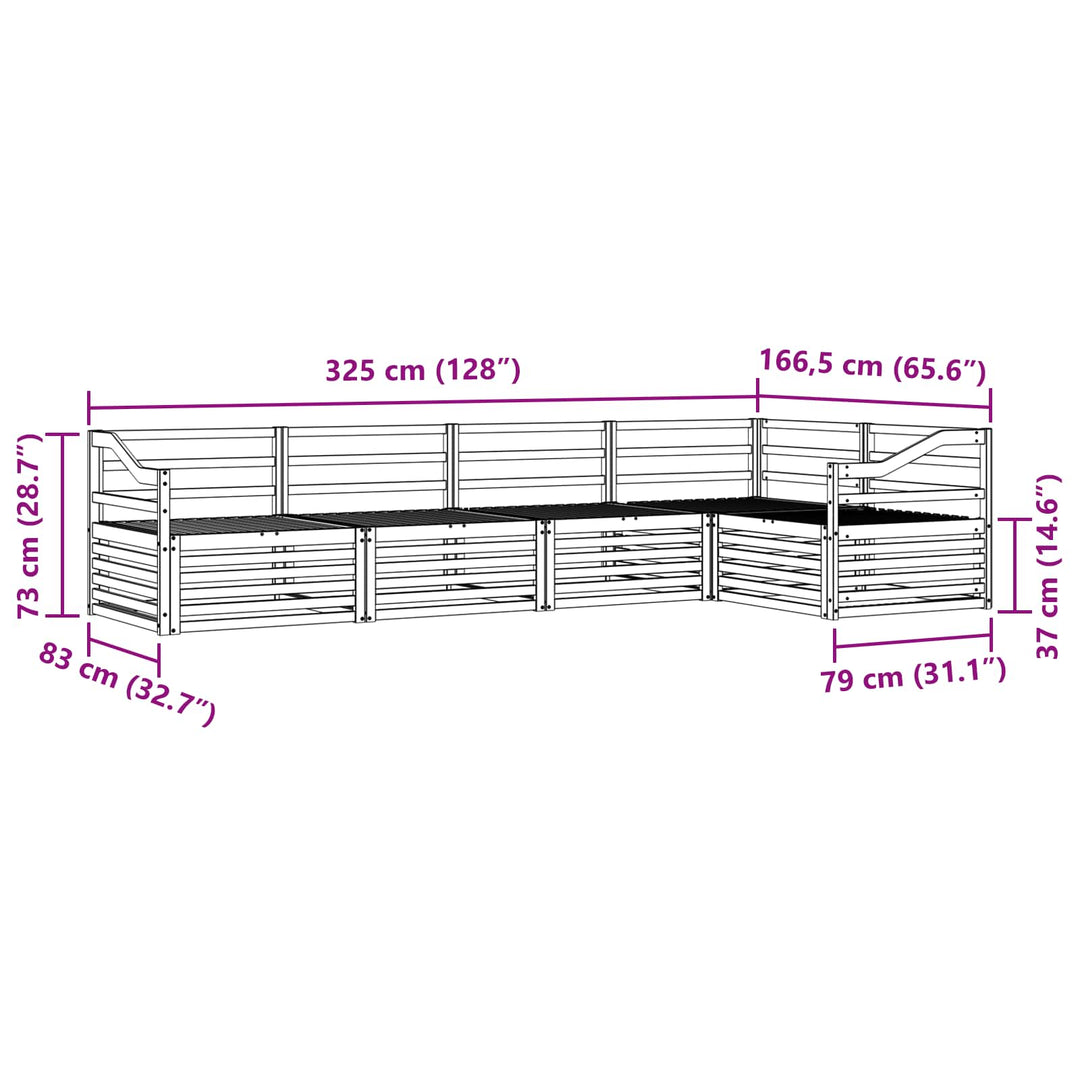 Udendørs sofagruppe 5 pcs Naturfarvet