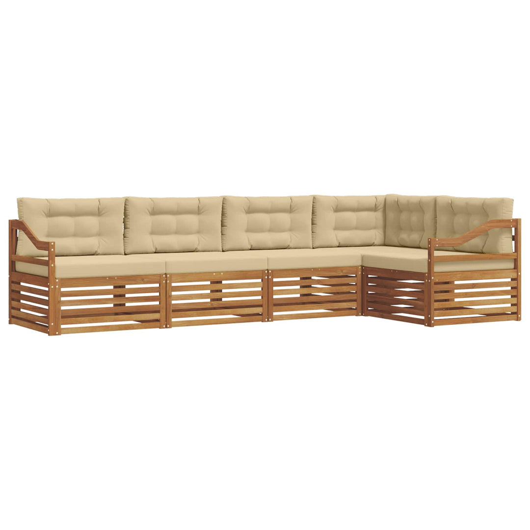 Udendørs sofagruppe med pude 5 pcs Naturlig og Beige