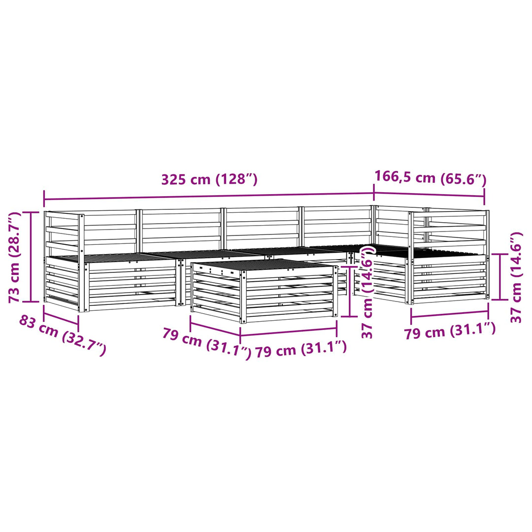 Udendørs sofagruppe 6 pcs Naturfarvet