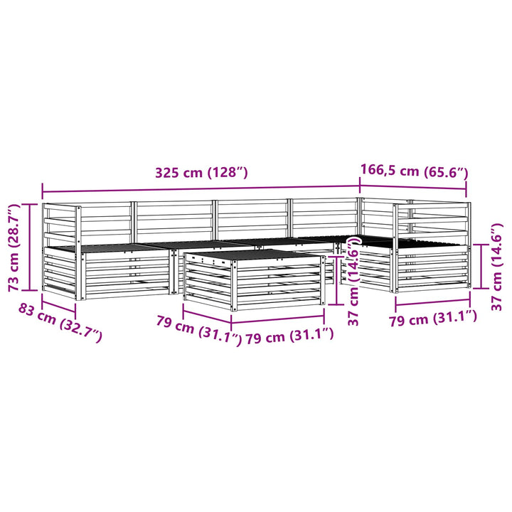 Udendørs sofagruppe 6 pcs Naturfarvet