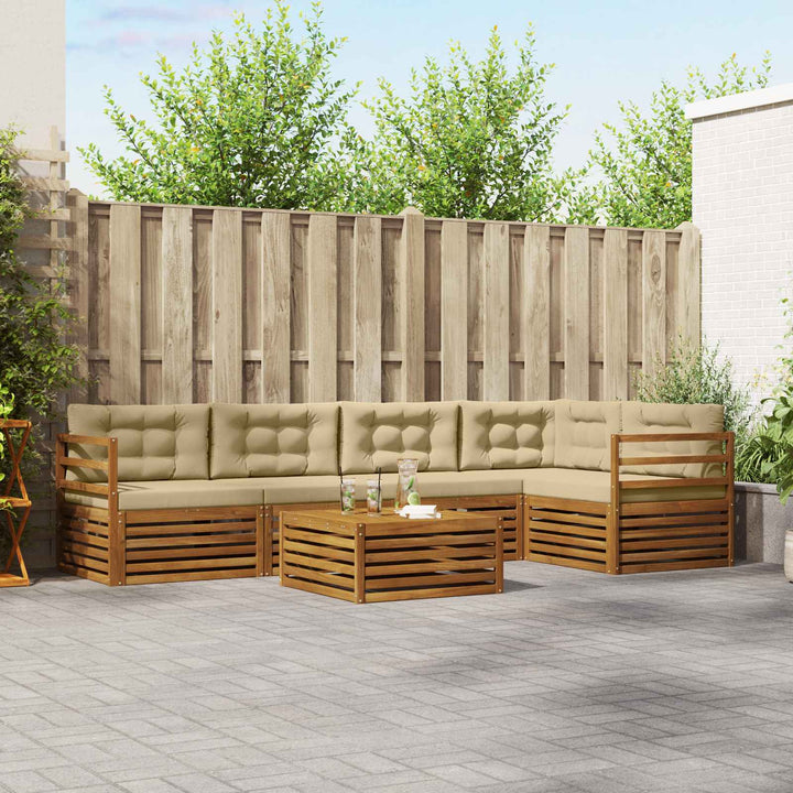 Udendørs sofagruppe med pude 6 pcs Naturlig og Beige