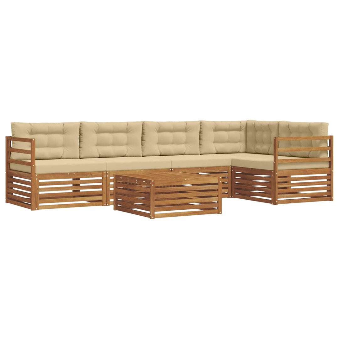Udendørs sofagruppe med pude 6 pcs Naturlig og Beige