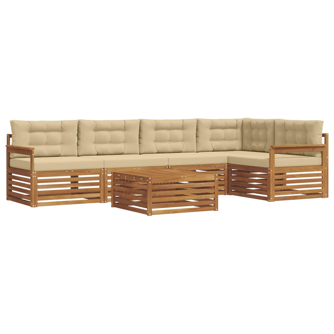Udendørs sofagruppe med pude 6 pcs Naturlig og Beige