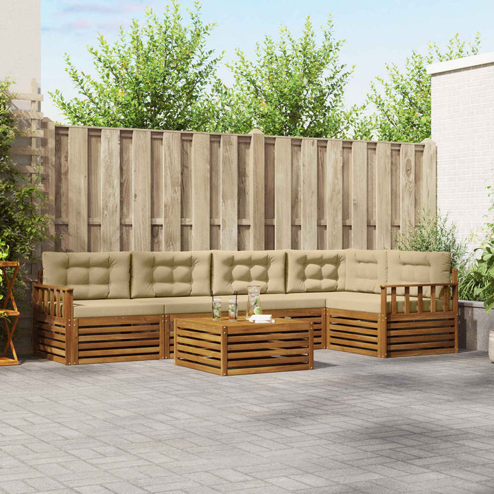 Udendørs sofagruppe med pude 6 pcs Naturlig og Beige