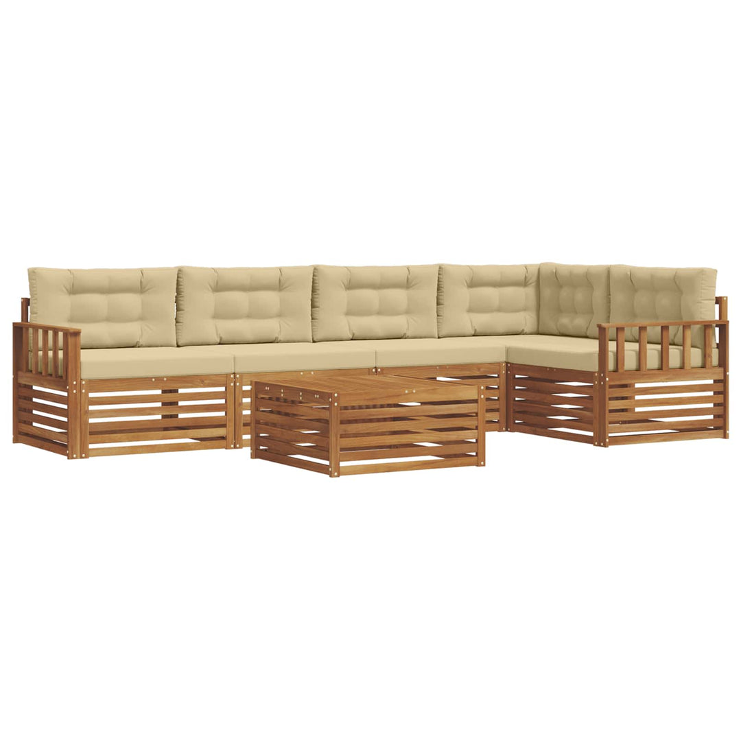 Udendørs sofagruppe med pude 6 pcs Naturlig og Beige