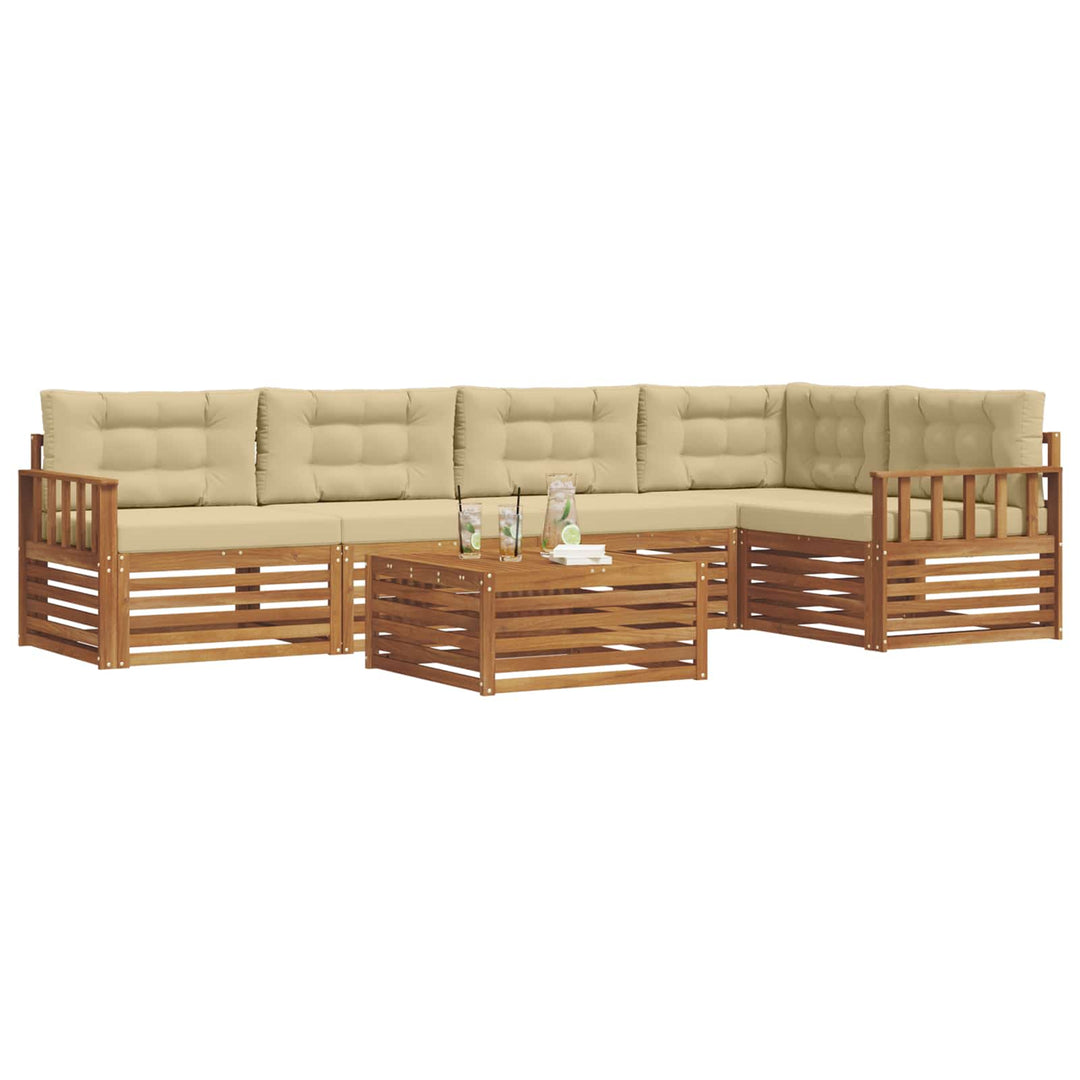 Udendørs sofagruppe med pude 6 pcs Naturlig og Beige