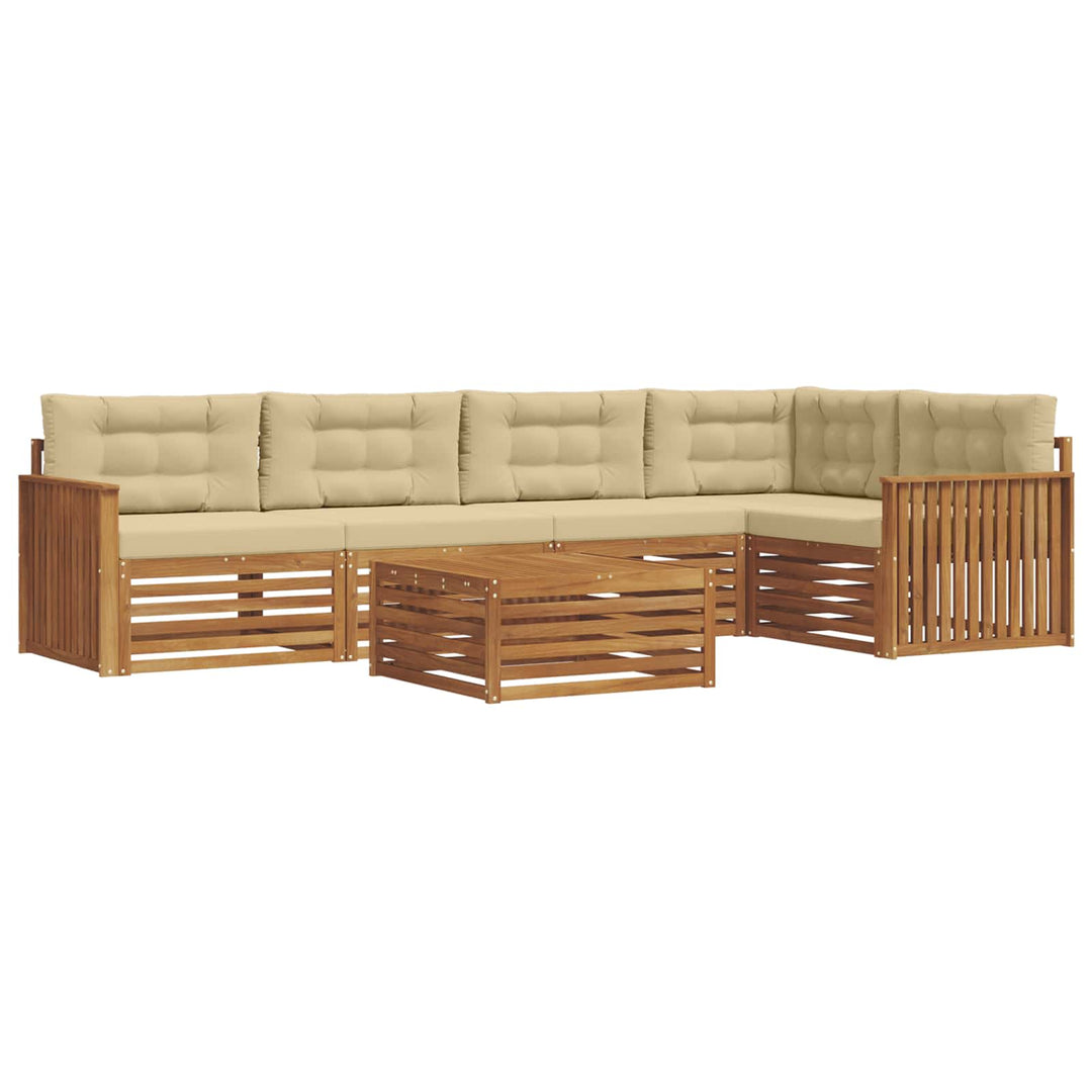 Udendørs sofagruppe med pude 6 pcs Naturlig og Beige