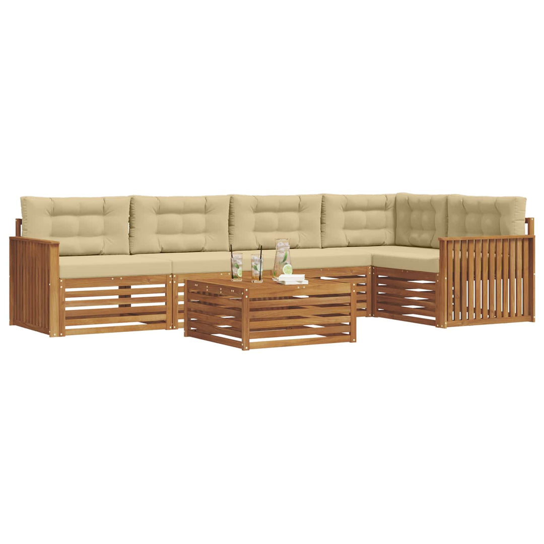 Udendørs sofagruppe med pude 6 pcs Naturlig og Beige