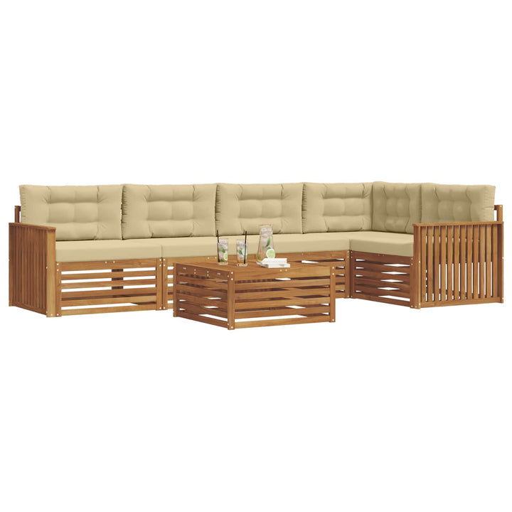 Udendørs sofagruppe med pude 6 pcs Naturlig og Beige