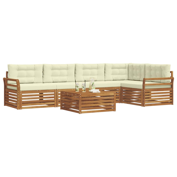 Udendørs sofagruppe med pude 6 pcs Naturlig og Fløde