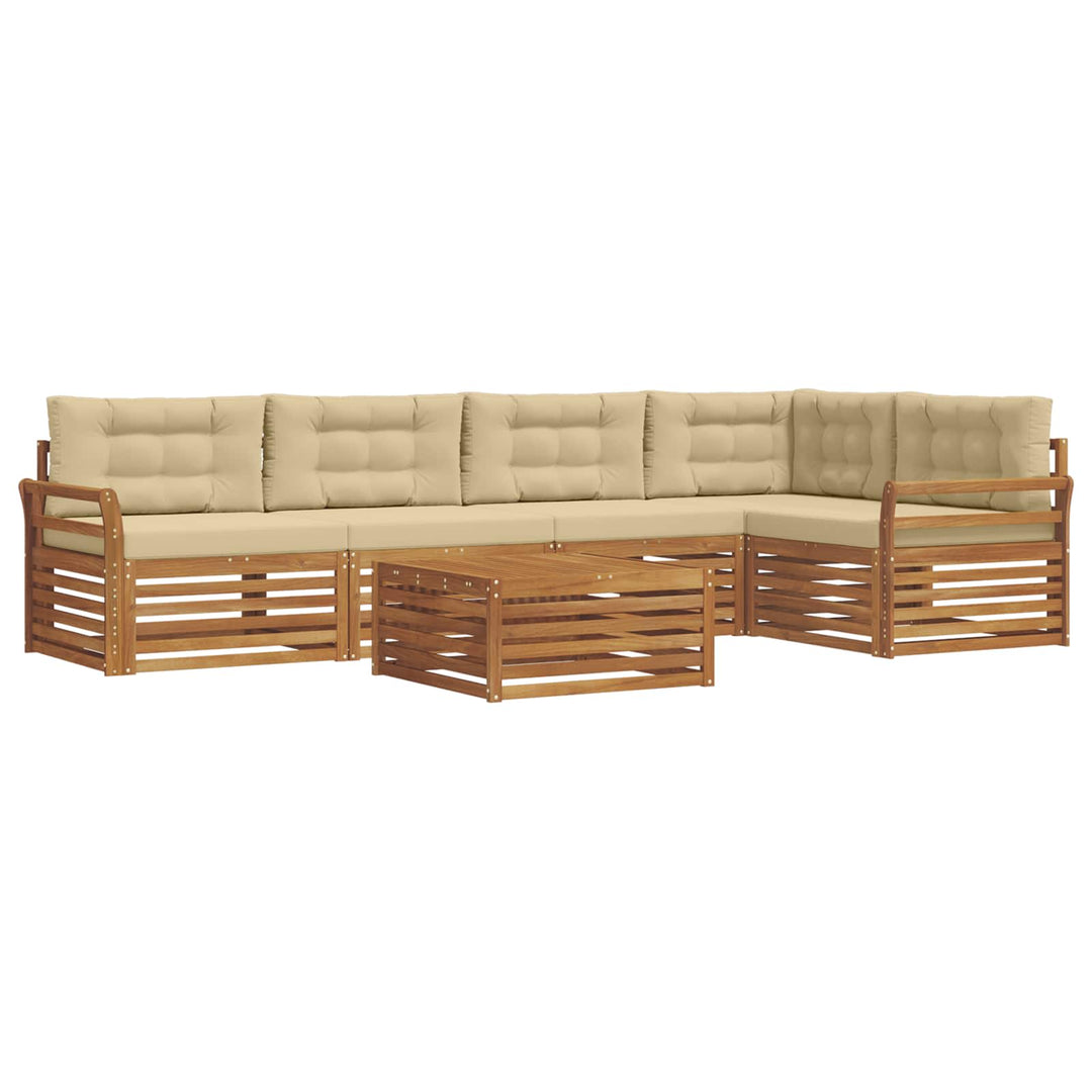 Udendørs sofagruppe med pude 6 pcs Naturlig og Beige