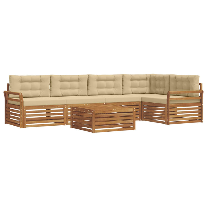 Udendørs sofagruppe med pude 6 pcs Naturlig og Beige